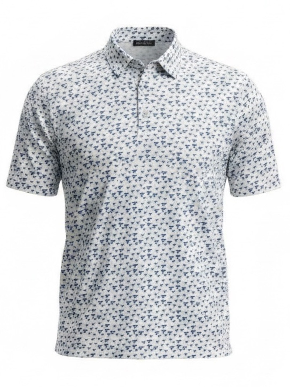 Triple Stitch Men's White and Blue Patterned Golf Shirt